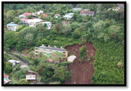 The Village of Petite Savanne (Dominica) after the passage of Tropical Storm  Erika. Photo: DPSU