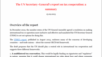 NUTJ Brief - UN Secretary General Report on Tax Cooperation