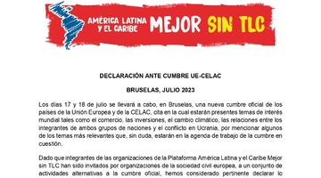 Declaración de la Plataforma AL Mejor sin TLC ante la Cumbre UE-CELAC 