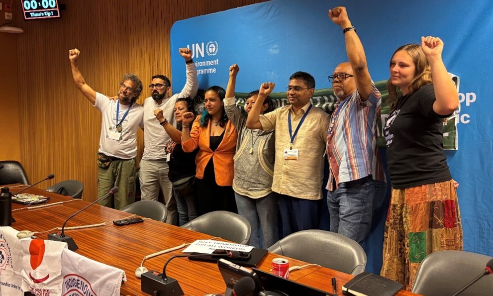 Photo: PSI/ITUC - Repon Chowdhury, ITUC, spoke on behalf of the Global Labour Movement at the Press Conference of the Just Transition Alliance on 8 and 13 August 2025 during the Fifth Session of the Intergovernmental Negotiating Committee (INC) to develop an international legally binding instrument on plastic pollution.